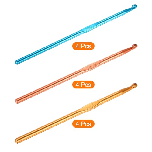 Agujas de ganchillo de aluminio de 5 mm a 6 mm, kit de 12 piezas de colores para tejer 3