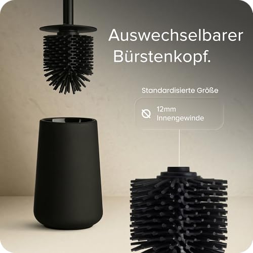blackswedenhome. Badezimmer Set Schwarz - Hochwertiges Keramik Set - Seifenspender schwarzs, Zahnputzbecher, Toilettenbürste - Nordic Design, Badaccessoires matt, Seifenspender Bad