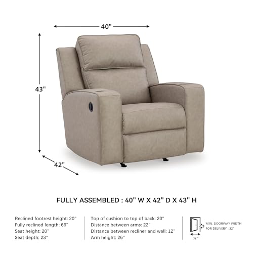 Image of Signature Design by Ashley Faux Leather Rocker Recliner Chair, Pebble Gray