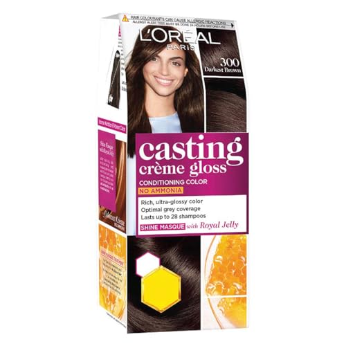 L Oréal Paris Casting Creme Gloss Small Pack Hair Colour Cream, 300 Darkest Brown, 21g+ 24ml