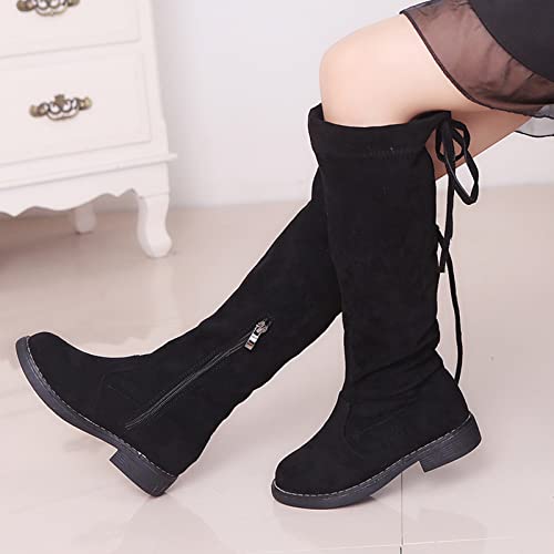 Girls Knee High Boots with Low Heel Suede Boots Cowboy Boots Breathable Winter Boots for Toddler/Litter Kid/Big Kid3