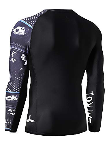 LAFROI Men's Long Sleeve UPF 50+ Baselayer Skins Performance Fit Compression Rash Guard-CLYYB Asym Gaze Size MD