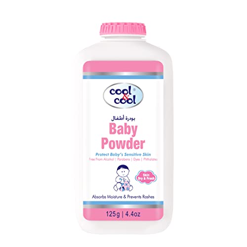 Cool & Cool Baby Powder - 125g - Protects Sensitive Skin Alcohol-Free Paraben-Free Dye-Free Phthalates-Free Absorbs Moisture Prevents Rashes Keeps Skin Dry and Fresh