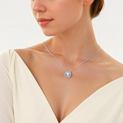 SUNFEEL Freshwater Pearl Necklace for Women Trendy, 925 Sterling Silver 8MM Real Pearl Necklace Pendant, Dainty Women's Jewelry Gifts for Mom Wife Girlfriend Anniversary Birthday Wedding Bridal2