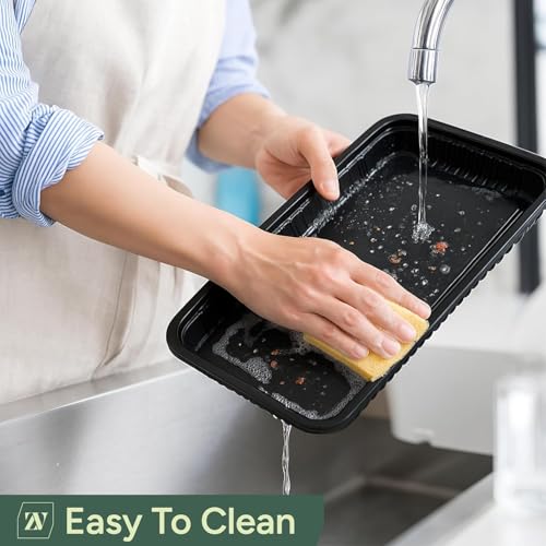 Zuvo Reusable Party Food And Sandwich Platter Trays with Lids (Pack of 5), Sandwich and Buffet Serving Platters for Catering, Events, and Parties – Freezer Safe Plastic Trays with Lids (34x24x5cm) - Image 5