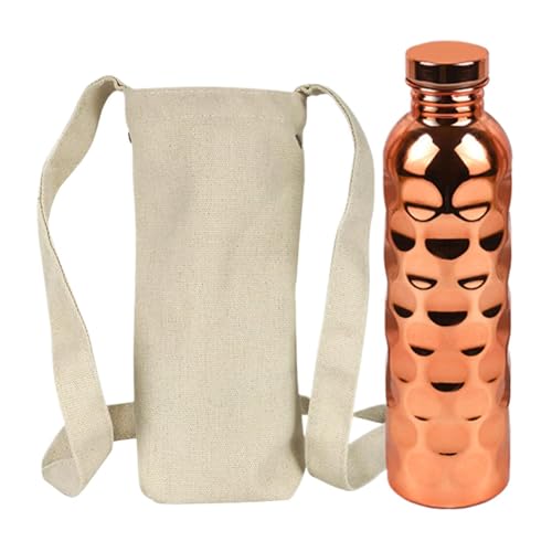Botella de Agua con Tapón Antifugas - Diseño Empotrado Ecológica y Reutilizable | Botella de Cobre Galvanizado para Beber | Cantimplora Grande de Viaje y Gimnasio para Adultos Mujeres Hombres