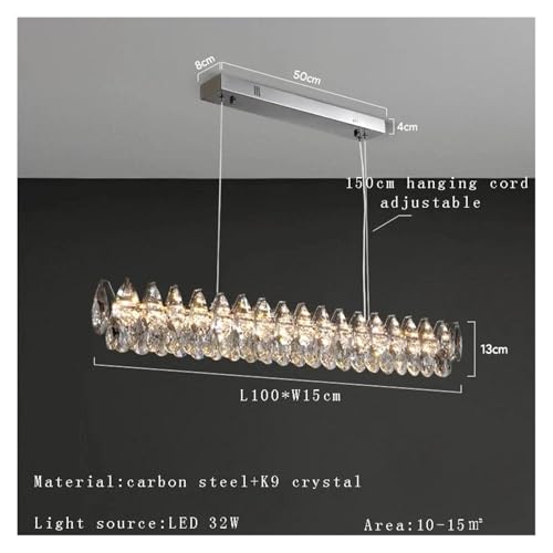 Lampadario a Sospensione LED Moderno con Cristallo K9 per Soggiorno e Sala da Pranzo, Lampada a Sospensione dimmerabile Che valorizza l'arredamento di casa.