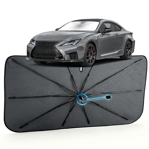 Image of Car Windshield Sun Shade for Lexus RC 2015-2026 - Reflective Coated Fabric Sunshade Umbrella for Front Window, UV Protection Heat Shield Sun Blocker Heat Reflector, 1:1 Exact Fit Keep Car Cool