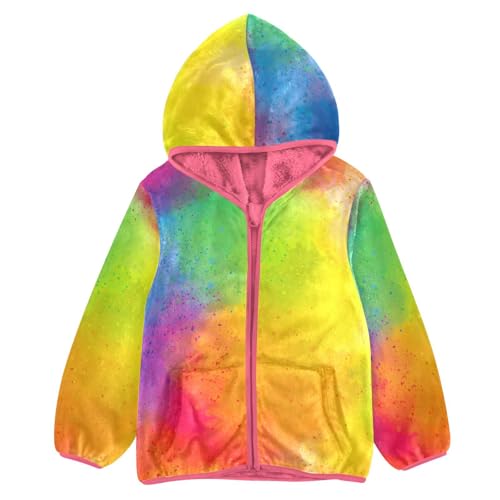 OTVEE Colorful Pigment Powder Kids Hoodie Jacket Fall Spring Full Zip Warm Outwear Coat