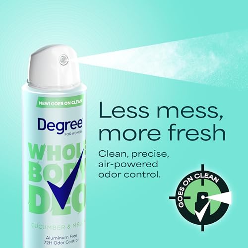 Image of Degree Women Whole Body Deodorant Spray, Cucumber & Melon, 2.9 oz | For everyday freshness, up to 72 hours of odor protection with a clean feel.