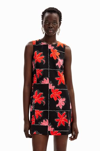 Desigual Women's Floral Mini Pinafore Dress Black