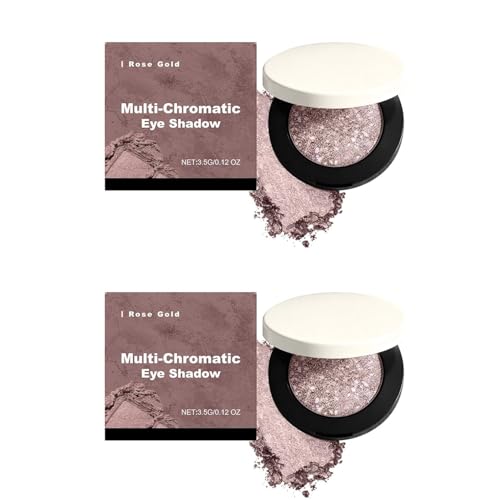 2pcs Multicolor Metallic Eyeshadow Buildable Shimmering Metallic Eyeshadow Premium Smoothness & High Pigmentation (Rose Gold)