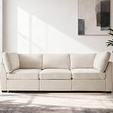 EDILLY 94 inches Oversized Modular Sectional Fabric Cloud Sofa Set, Extra Large L Shaped Couch Reversible Chaise Couch,3 Seat Modular Sofa（No Ottoman）,Beige