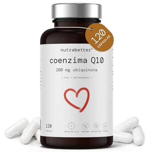 Coenzima Q10 200mg |120 cápsulas veganas de CoQ10 100% pura para 4 meses | Q10 de primera calidad fermentada naturalmente | Energía, Corazón y Antiaging natural | Alta Biodisponibilidad | nutrabetter®