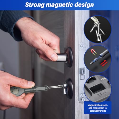 42-in-1 Magnetisches Schraubendreher-Set, Multi-Bit-Magnetschraubendreher-Set mit Abnehmbarem Ratschengriff, Griff Ratschen-Schraubendreher-Set mit 40 Bits, Präzisions-Reparatur-Werkzeug-Set