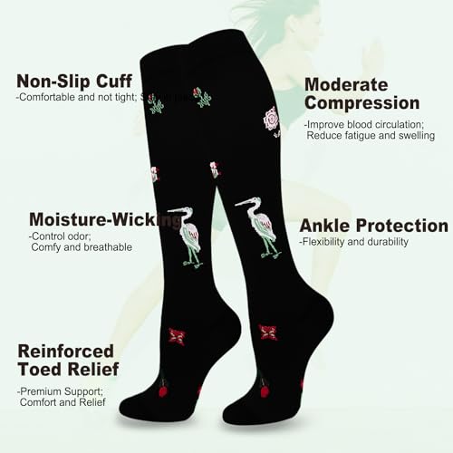 Image of Compression Socks For Women Men - 15-20mmHg Compression Support Stockings Graduated For Nurses, Athletic, Travel & Flight Socks