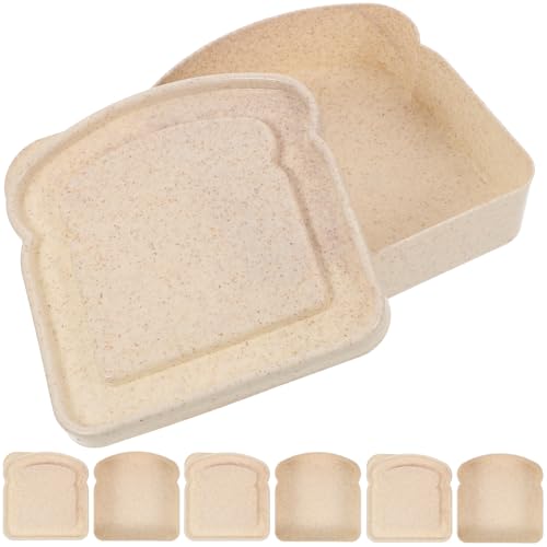 Luxshiny 4pcs Portable Bread Boxes Leak-proof Bakery Storage Containers Natural Color Toast Organizer for Outdoor Activities and Daily Food Preservation