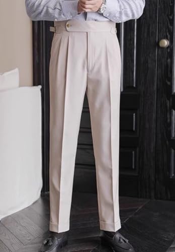 Men's Slim Fit High Waist Straight Dress Pants Formal Iron Free Lightweight Wedding Trousers for Men3