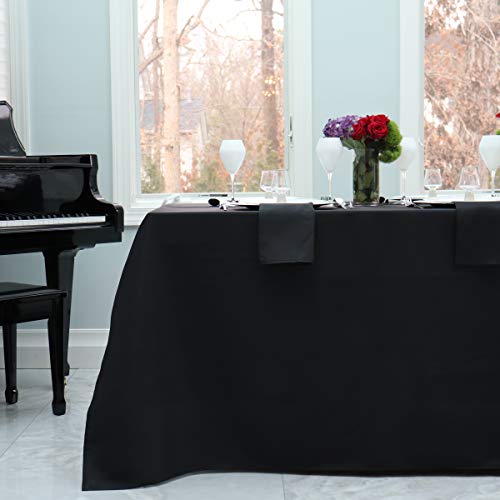 Kadut Rectangle Tablecloth - 90 X 132 Inch - Black Rectangular Table Cloth For 6 Foot Table In Washable Polyester – 30” Drop, Great For Buffet Table, Parties, Holiday Dinner, Wedding & More #TOP2