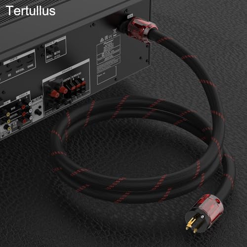 Image of Tertullus HiFi Power Cable OFC Audiophile Ac Power Cable 125v 15a 12AWG with Us Pure Red Copper Power Plug+IEC C15 Connector High-end Braided Sleeve Cable(2m /6.56ft)