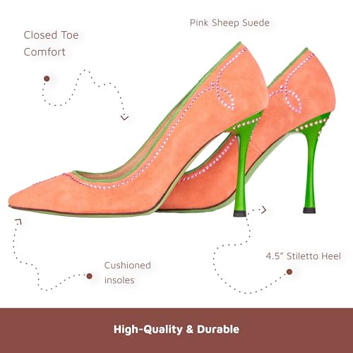 Southern Belle Women's Stiletto Pumps | Sisterhood Collection Pink & Green Closed Toe Heels for Women | 4.5" Stiletto Heel | Size 94