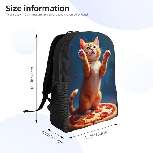 Daypack With Adjustable Straps Cat On Pizza Lightweight, Large Capacity Backpack For Adult 16 Inch4