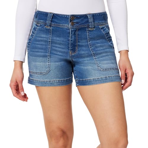 WallFlower Womens Ultra 4 Relaxed Utility Denim Shorts Mid-Rise Insta Soft Juniors Juliette 7
