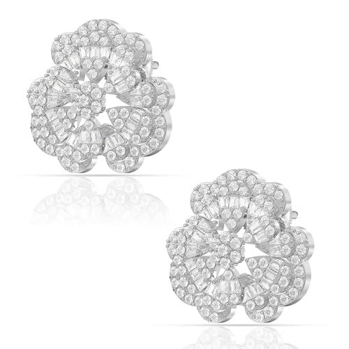 Image of 925 Sterling Silver Stud Earrings for Women | Cubic Zirconia Solitaire Ear Studs | Lightweight Hypoallergenic Anti-Tarnish Daily Wear Jewellery | Gift for Girls, Wife, Girlfriend, Mother, Sister | Birthday, Anniversary, Rakhi
