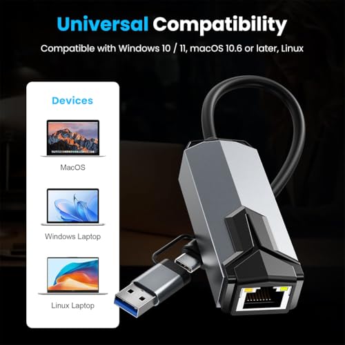 Image of ZORBES USB C to 2.5 Gbps Ethernet Adapter, RJ45 LAN Converter