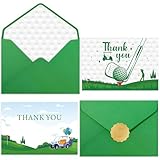 Newest 24 Pieces Golf Thank You Cards, 2 Design Golf Greeting Card With Envelopes &Amp; Stickers Green White Golf Blank Note Cards For Sports Theme Birthday Baby Shower Retirement Party Favors