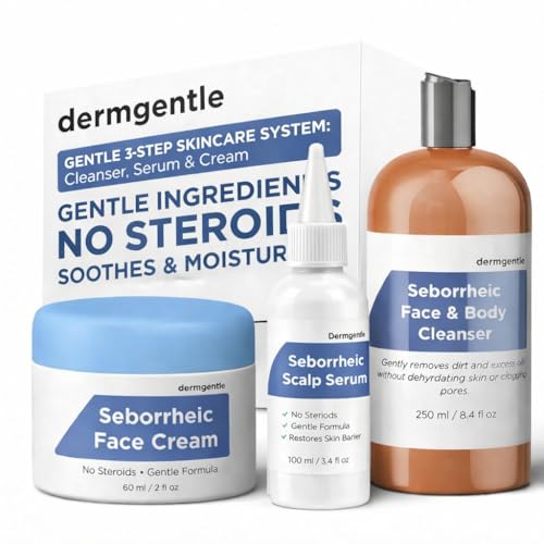 Dermgentle Seborrheic Dermatitis Treatment Trio 3-Step Skincare System with Cleanser Serum and Cream