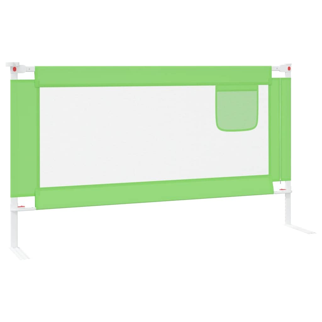 Kleinkind-Bettschutzgitter Grün 150x25 cm Stoff mit Verstellbarer Höhe 70-95 cm, Rausfallschutz für Kinderbett, Bettschutzgitter für Matratzen 3-33 cm