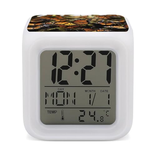 Reloj despertador digital LED con luz nocturna de 7 colores para dormitorio 2