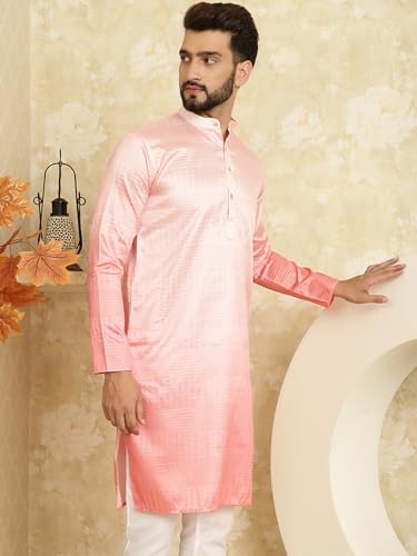 Sojanya (Since 1958 Men'S Jacquard Silk Multi Shade Kurta With Sequence Only Long Kurta3