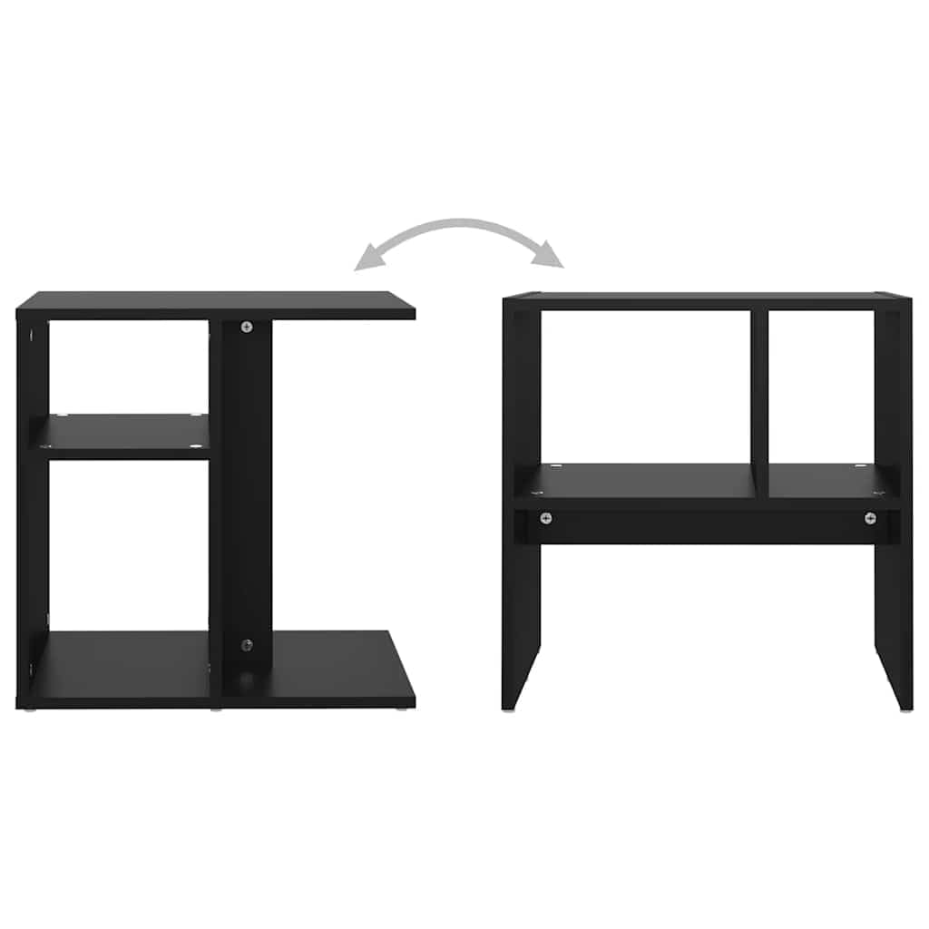 Black Side Table 50x30x50 cm Wood Based Material for Living Room Bedroom Hallway Balcony, Storage Shelf, Can Stand Horizontal or Vertical, Nightstand for Sofa Bed Lamp