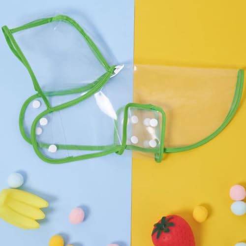 CUHZA Regenmantel für Hunde und Katzen mit Kapuze, verstellbar, aus PVC, transparent, ultraleicht, für kleine Hunde (Grün, L)