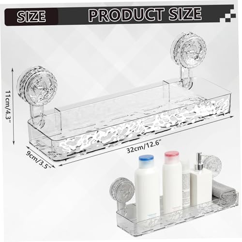 Support de douche à ventouse Gcroet avec étagère transparente à drainage - 7