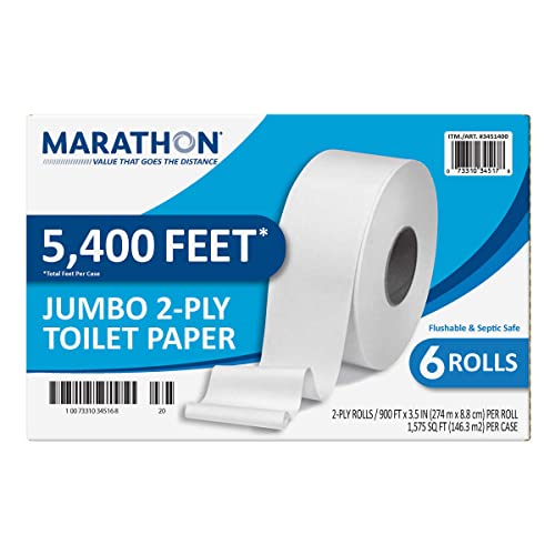 A Marathon Jumbo Roll Bath Tissue 2-Ply 900 ft Rolls 6 Rolls