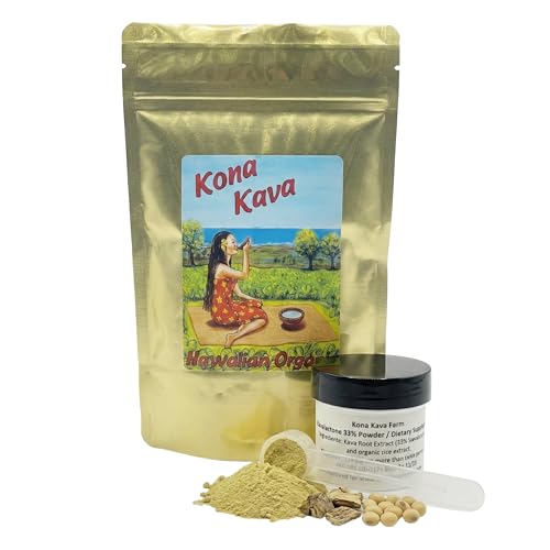 Kona Kava Farm 33% Kavalactone Extract Powder (0.5 oz) - Ultra-Potent Noble Kava Root - Supercritical CO2 Cold Extraction - Fast-Acting Liquid-Free Formula - Vegan, Non-GMO & Easy to Mix