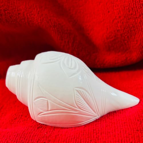 Image of Sankha for Puja - Original Loud Blowing Shankh 6 Inch, 400g Conch Shell for Pooja, Yoga & Meditation - White Glossy Finish, Natural, Artisan Crafted for Spiritual Harmony