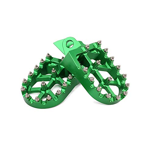 Image of AnXin Dirt Bike Foot Pegs Wider Footpegs Foot Pedals Rests CNC for KX65 00-23 KX85 01-23 KLX 140 KLX140 08-23 KX100 98-21 KX112 22-23 KX80 Pit Bike Motorcycle Green