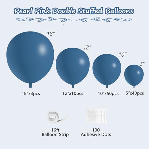 Image of 108Pcs Double Stuffed Dusty Blue Balloon Garland Arch Kit