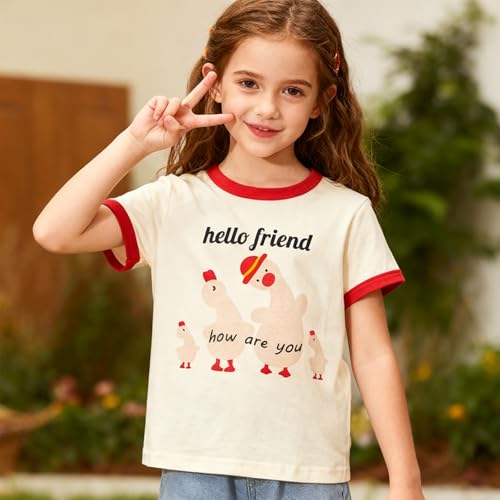 Image of B&G-KID Toddler Girl Tshirt Pack 2 Pink Heart Animal Print Toddler T Shirts Girls Short Sleeve Shirts 2T-7T.
