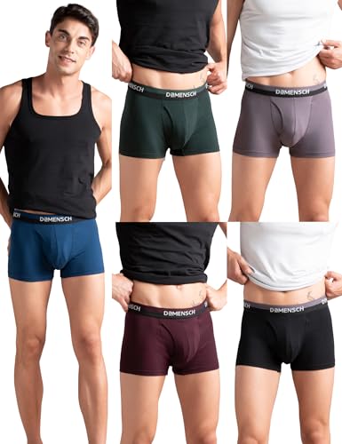 Image of DAMENSCH Mens Premium Cotton Solid Trunks ReFRSH Peppermint Powered-Poise Blue, Pine Green, Loyal Maroon, Modern Grey, Jet Black-S