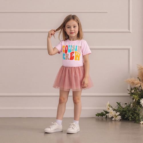 Cousin Crew Shirt for Toddler Boys Girls Cousin Matching Outfits T-Shirt Big Cousin Crewneck Pullover Tee Summer (Pink, 3-4 Years)