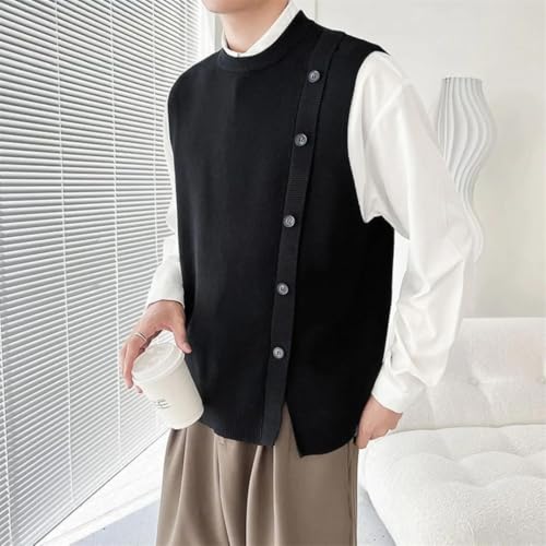 Men's Knitted Sweater Vest Streetwear Style V-Neck Sleeveless Waistcoat for Autumn and Winter2