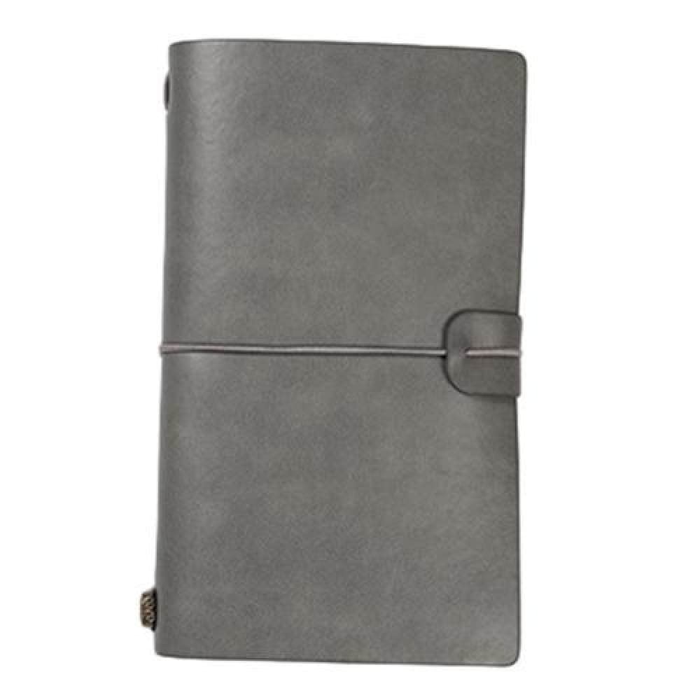 Funda de piel sintética Diario de viajero Diario Cuaderno de hojas sueltas Portalápices Libro de registro Papelería Estudiantes Cuadernos Agenda, M Grey, 2pcs