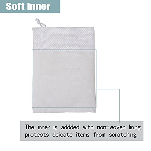 Bezall 50Pcs White Burlap Bags with Drawstring, 2.7x3.5 Inch Small Linen Gift Bags Jewelry Candy Pouch Sacks for Christmas, Wedding Favor, Party, DIY Craft