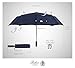 Balios Travel Umbrella Wood Handle Auto Open Close Vented Canopy Dark Navy