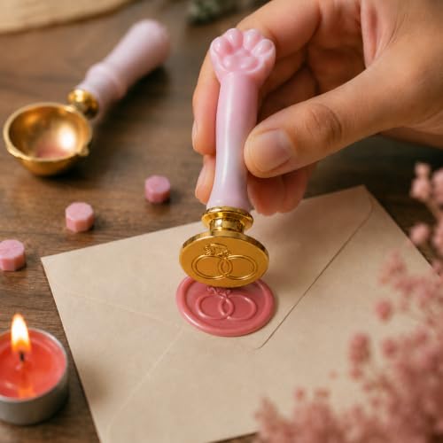 Image of Curated Cart 1 Wax Seal Stamp Kit Decorating Gift Cards Wedding Invitations Envelopes Letters Sealing (Ring Stamp)